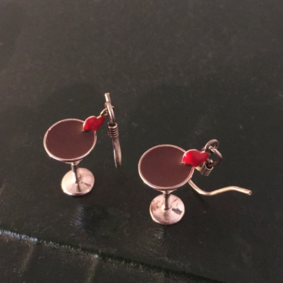 Sterling silver wine glass earrings - Picture 4 of 6
